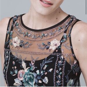 White House Black Market NWT embroidered mesh overlay top